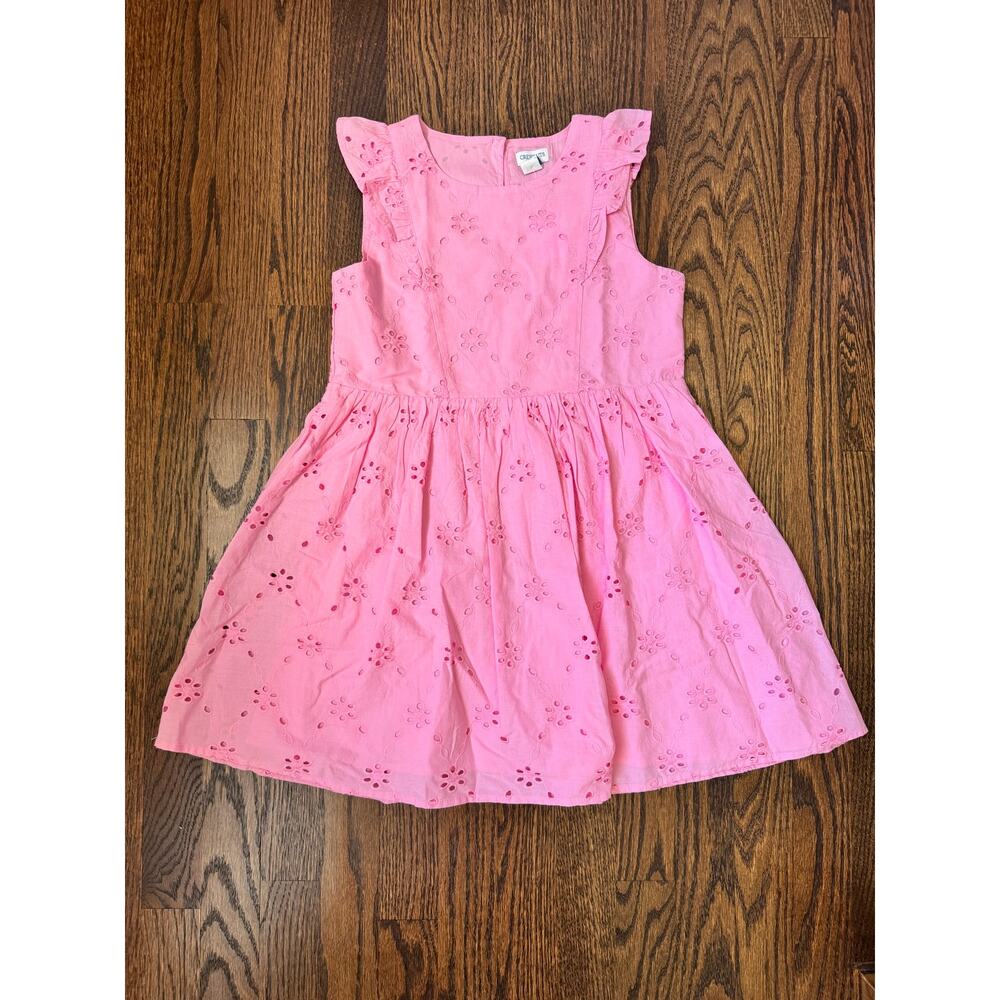 NWT J. Crew Factory Pink Girls' Ruffle-Shoulder Eyelet Dress | Size 7